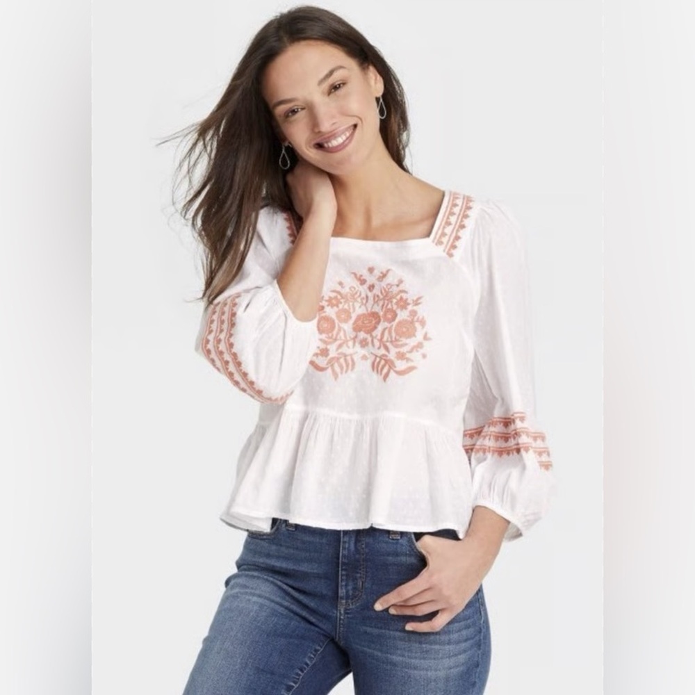 Universal Thread  Embroidered Peplum Blouse